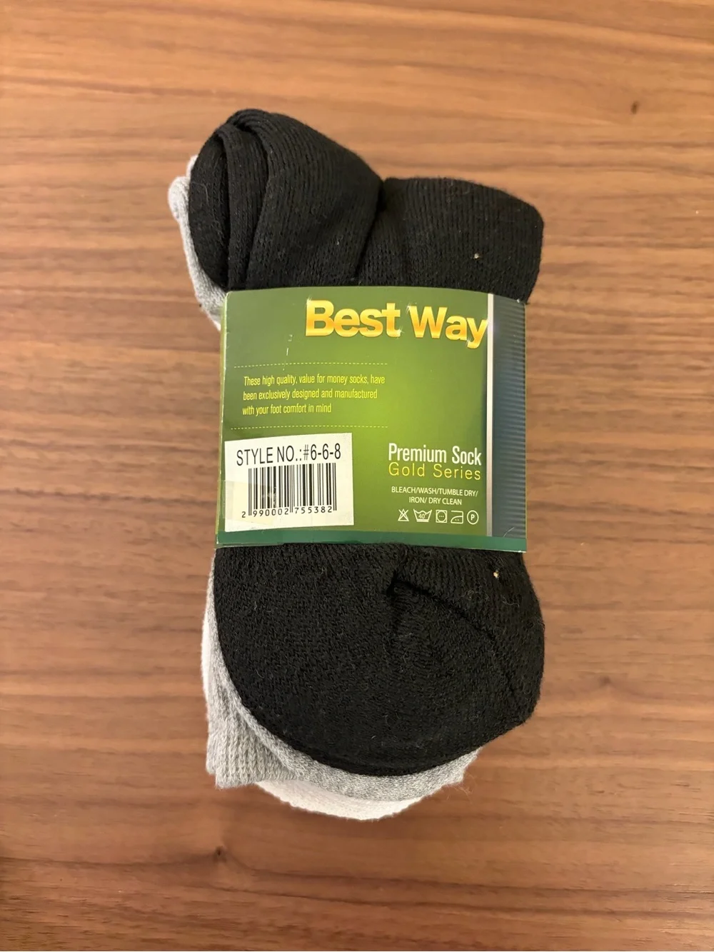 Best Way Cotton Premium Socks 3 Pair Pack Size 6-8 Black Gray White New